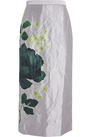 Erdem Satin Floral Pencil Skirt