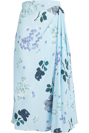 Erdem Draped Floral Midi Skirt