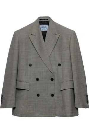 Prada Wool Double-Breasted Grisaille Blazer