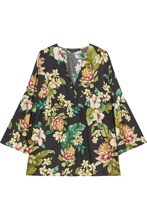 Persona by Marina Rinaldi Cotton Satin Floral Barbano Tunic