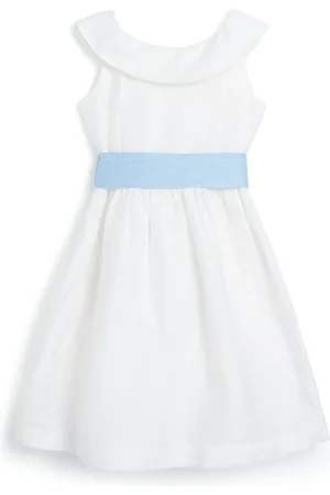 Il gufo Linen-Blend Bow-Belt Dress