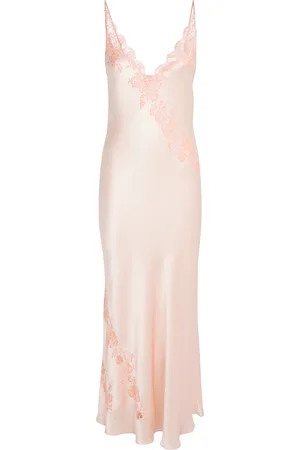 CARINE GILSON Silk Lace-Trim Maxi Nightdress