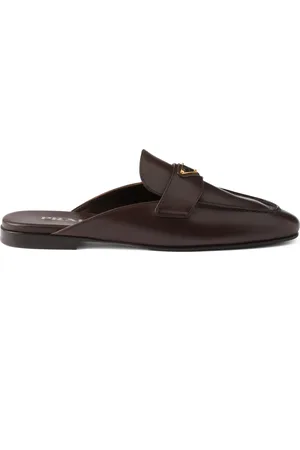 Prada Leather Triangle Slippers