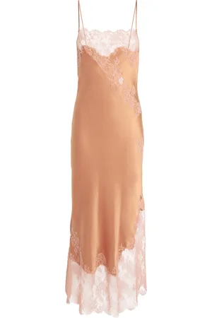 CARINE GILSON Silk Lace-Trim Maxi Nightdress