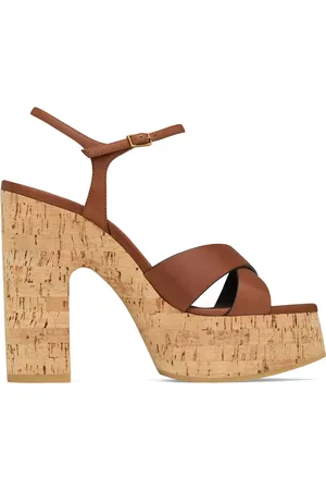 Saint Laurent Leather Bianca Platform Sandals 85