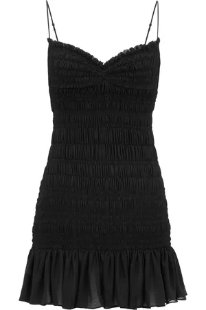Saint Laurent Silk Smocked Mini Dress