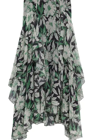 Loewe Silk Hibiscus Print Midi Skirt