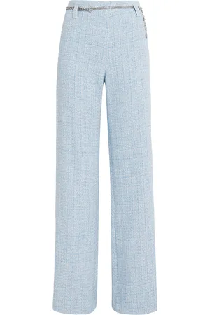 Maje Tweed Belted Straight-Leg Trousers