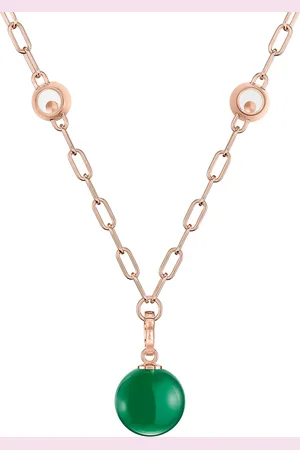 Chopard Diamond and Green Agate Happy Diamonds Planet Necklace