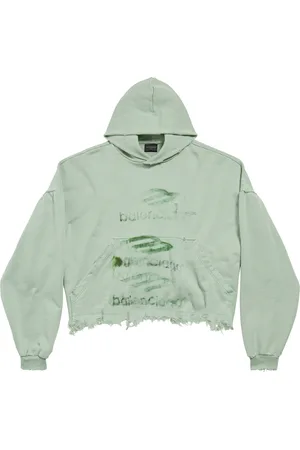 Balenciaga Cotton Cropped Graphic Hoodie