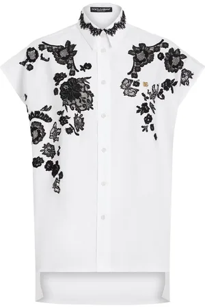 Dolce & Gabbana Cotton Floral Lace-Appliqué Shirt