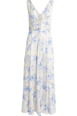 Maje Floral Ruched Maxi Dress