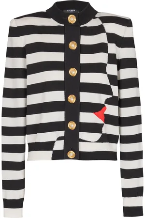Balmain Knitted Marinière Striped Cardigan