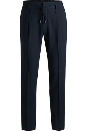 HUGO BOSS Wool-Blend Seersucker Drawstring Tailored Trousers