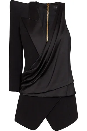 Balmain Satin Asymmetric Mini Dress