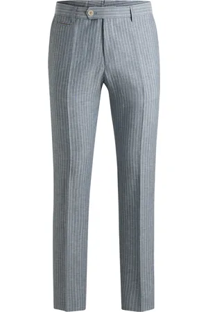 HUGO BOSS Virgin Wool-Linen Slim-Fit Trousers