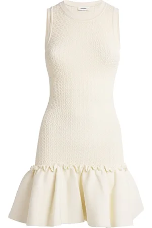 Sandro Knitted Ruffle-Trim Mini Dress