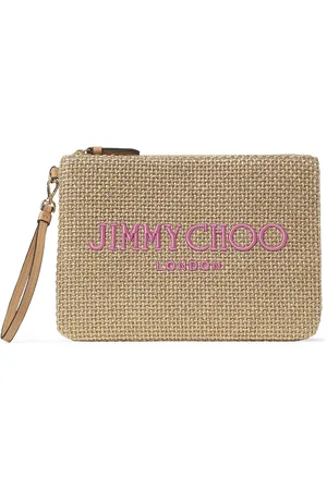 Jimmy Choo Raffia Zip-Up Pouch