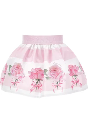 MONNALISA Rose Motif Stripe Skirt