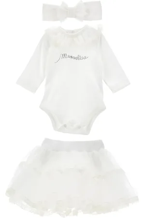 MONNALISA Cotton Bodysuit, Skirt and Headband Set