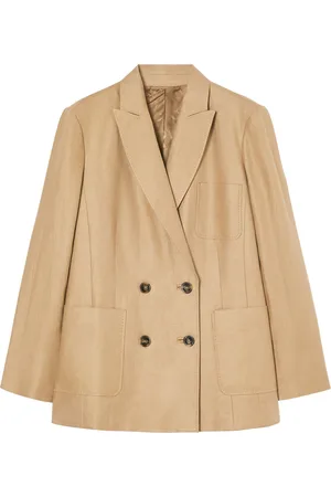 Persona by Marina Rinaldi Linen Quorum Double-Breasted Blazer