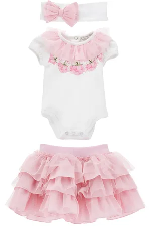 MONNALISA Cotton Bodysuit and Skirt Set