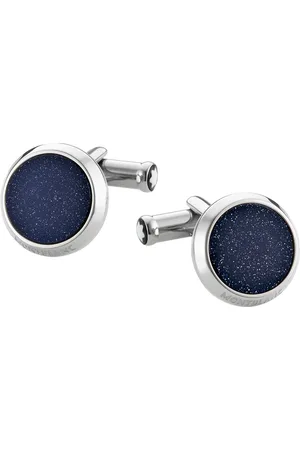 Montblanc Stainless Steel and Blue Goldstone Meisterstück Cufflinks
