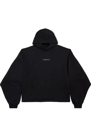 Balenciaga Rhinestone-Logo Cropped Hoodie