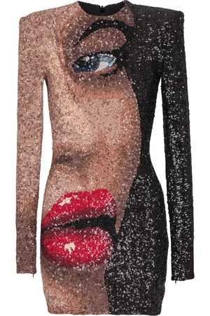 Balmain Embellished Face Mini Dress