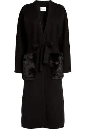 YVES SALOMON Fur-Trim Knitted Coat
