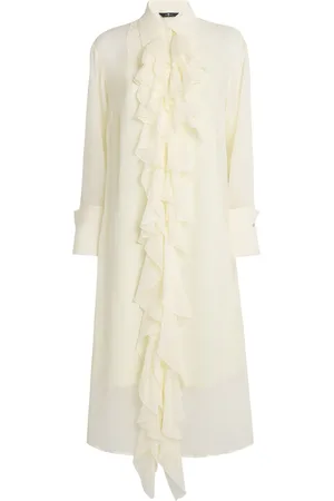 7 for all Mankind Silk Ruffle Midi Dress