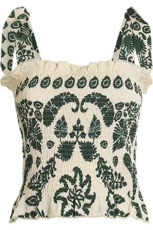 Sandro Smocked Printed Crop Top