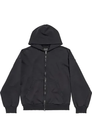Balenciaga Painted-Logo Zip-Up Hoodie
