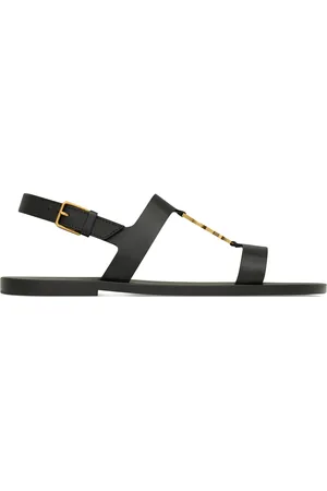 Saint Laurent Calfskin Cassandre Flat Sandals