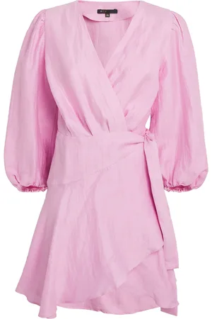 Maje Linen-Blend Wrap Mini Dress
