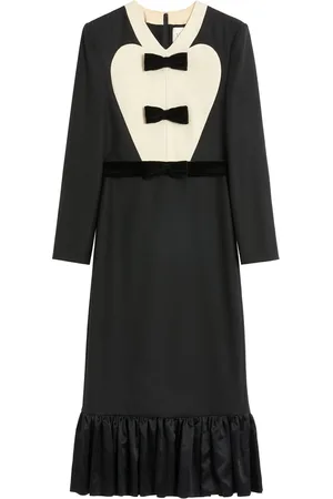 VALENTINO Wool Bow-Detail Midi Dress