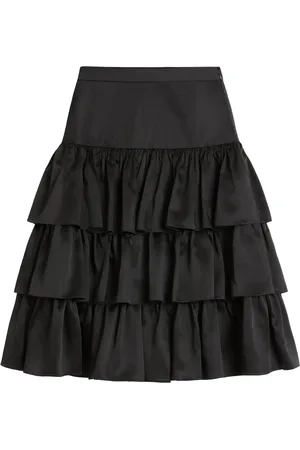 VALENTINO Satin Tiered Midi Skirt