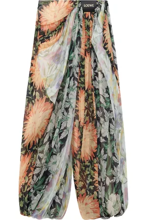 Loewe Silk Floral Draped Trousers