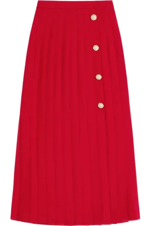 VALENTINO Silk Pleated Midi Skirt