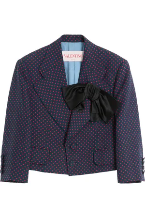 VALENTINO Silk Bow-Detail Polka-Dot Blazer