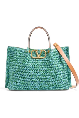 VALENTINO GARAVANI Medium Raffia VLogo Signature Tote Bag