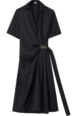 Loewe Pinstripe Draped Midi Dress