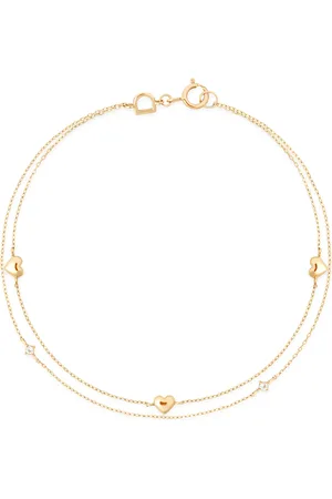 Astrid & Miyu And Topaz Heart Charm Double Chain Bracelet