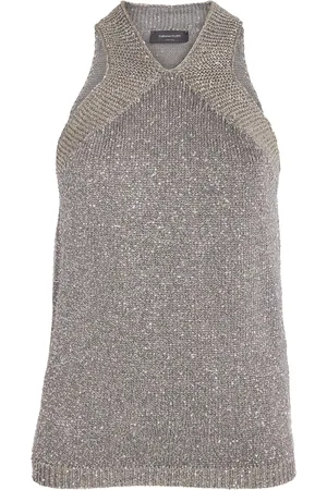 Fabiana Filippi Knitted Sequin Halterneck Top