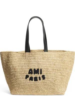 Ami Raffia Logo Tote Bag