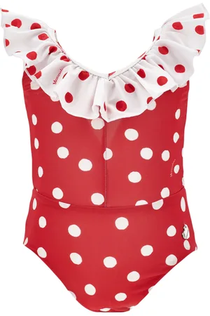 MONNALISA Ruffled Polka-Dot Swimsuit