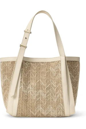 Ralph Lauren Leather-Trim Woven Ralph Shoulder Bag