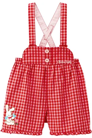 Miki House Cotton Check Dungarees