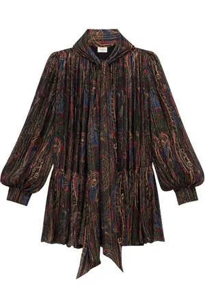 Saint Laurent Silk-Blend Patterned Mini Dress