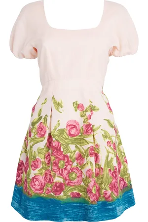 Max Mara Linen-Cotton Floral Print Mini Dress